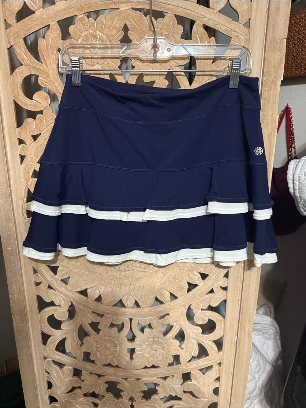 Lilly Pulitzer Navy and White Tiered Skater Skort